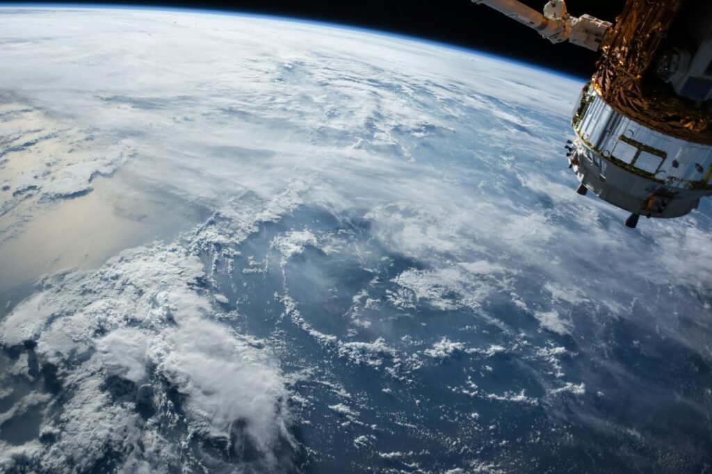Earth observation view of ocean and cloud systems from orbit
